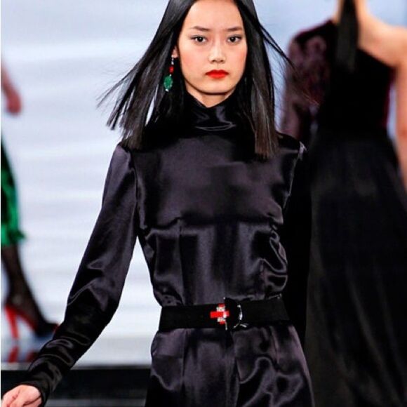 Ralph Lauren Collection Fall 2011 Black Suede Art Deco Inspired Buckle Belt - Picture 6 of 14